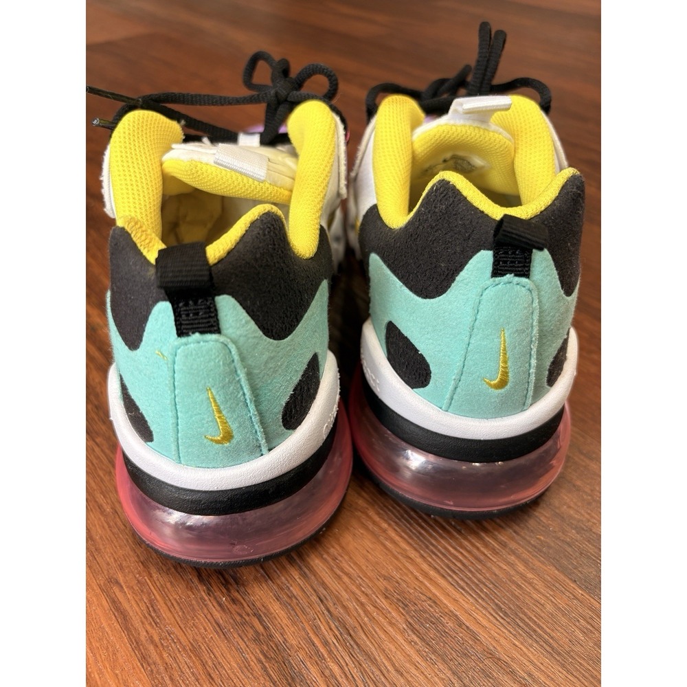 Nike Air Max 270 React (GS) Girl's Size 6Y Running Shoes Bright Violet White - Picture 5 of 12
